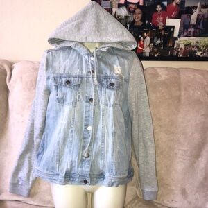 Forever 21 life in progress jean and sweat hooded jacket US medium 💕